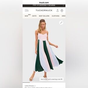 Tuckernuck Pink, Green & Blue Striped Baxter Maxi Dress